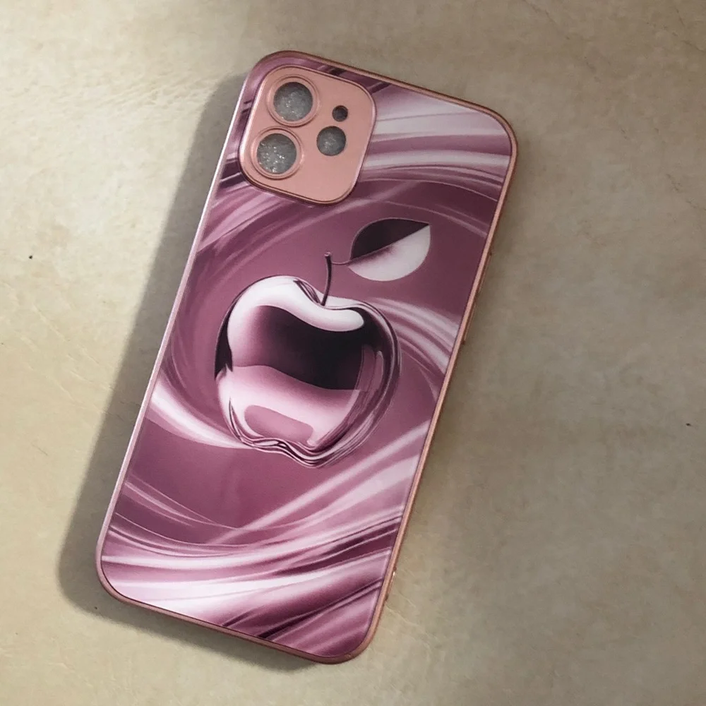 iPhone 12 Pink Apple Design Protective Phone Case
